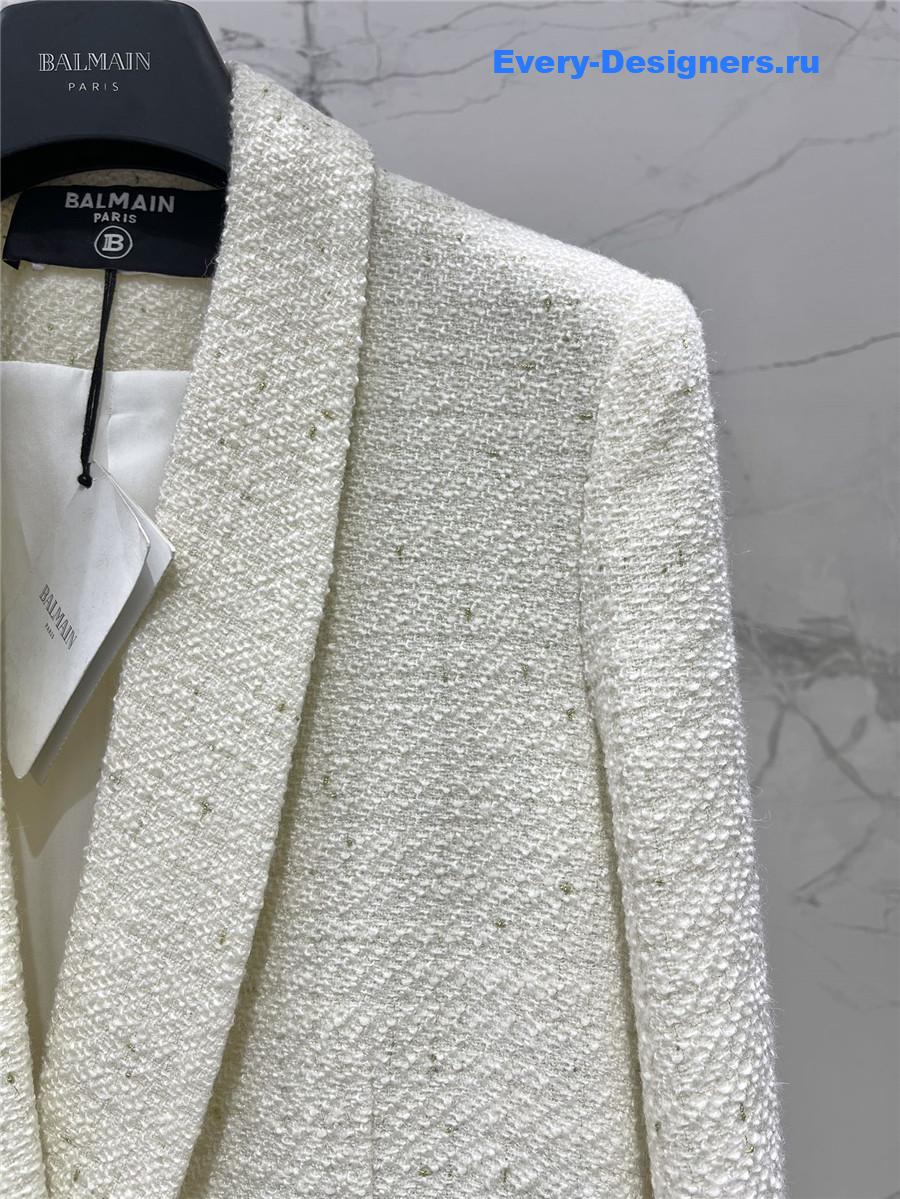 Balmain ruffle pocket tie blazer
