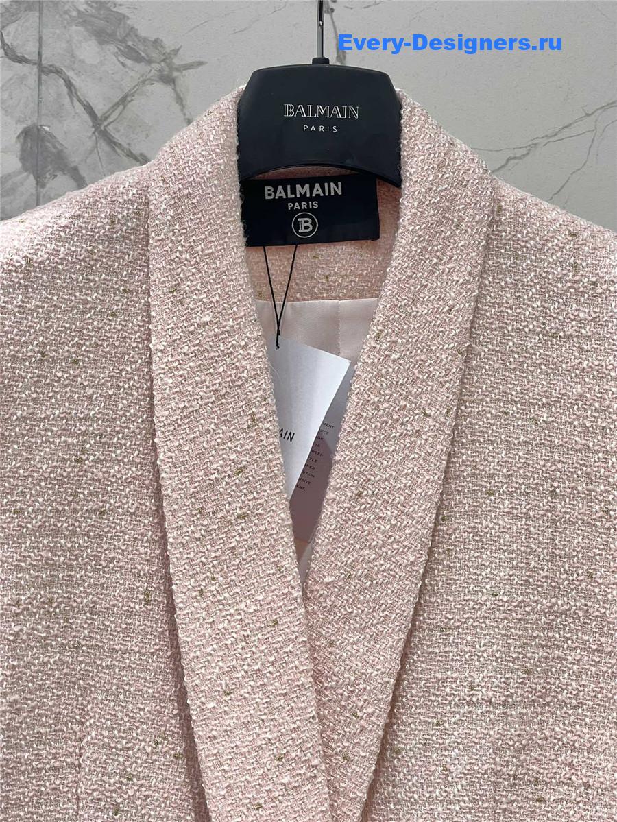 Balmain ruffle pocket tie blazer