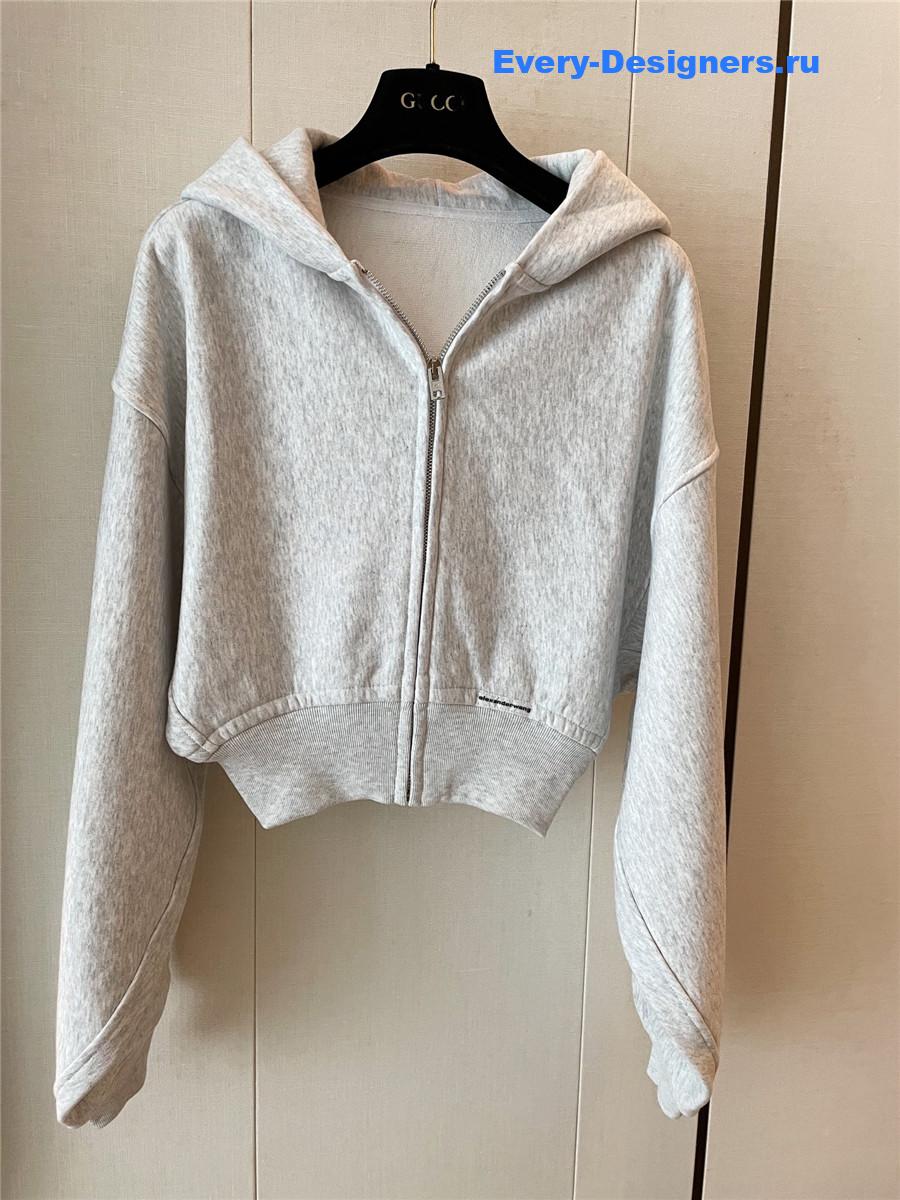 A1exa*der wang cropped zip-up hoodie grey