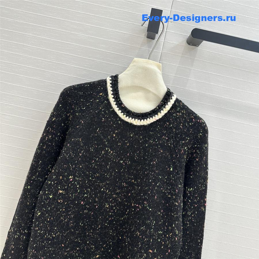 Ch**el trim blend knit sweater black