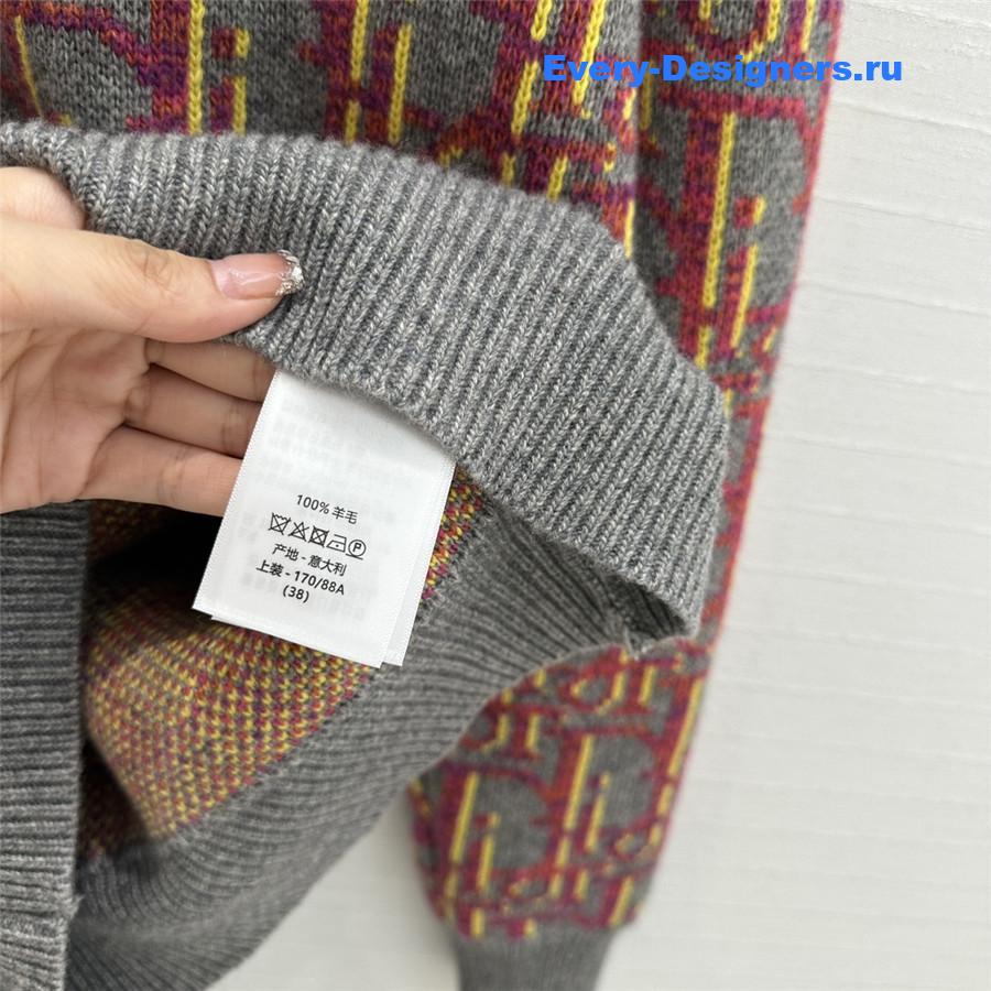 D10r oblique knit sweater grey pink