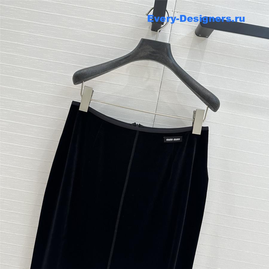 M1um1u velvet label embroidered midi skirt