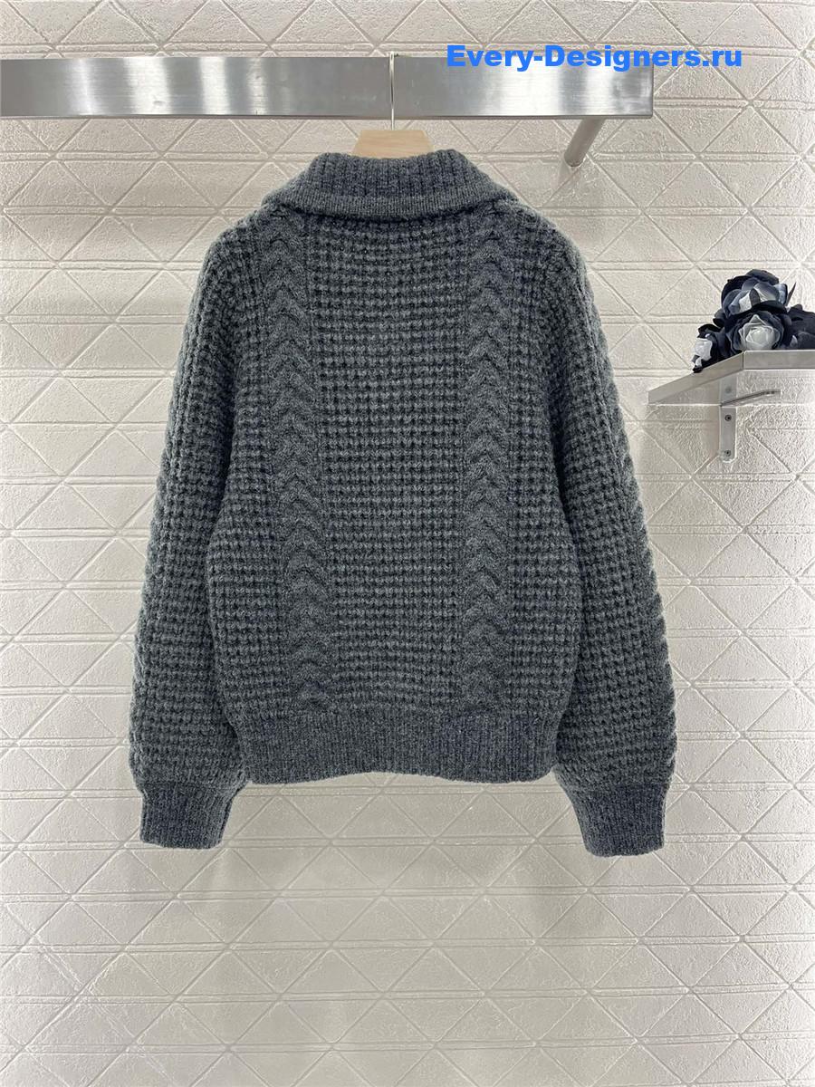 Moncler Plain Knit Zipper Cardigan