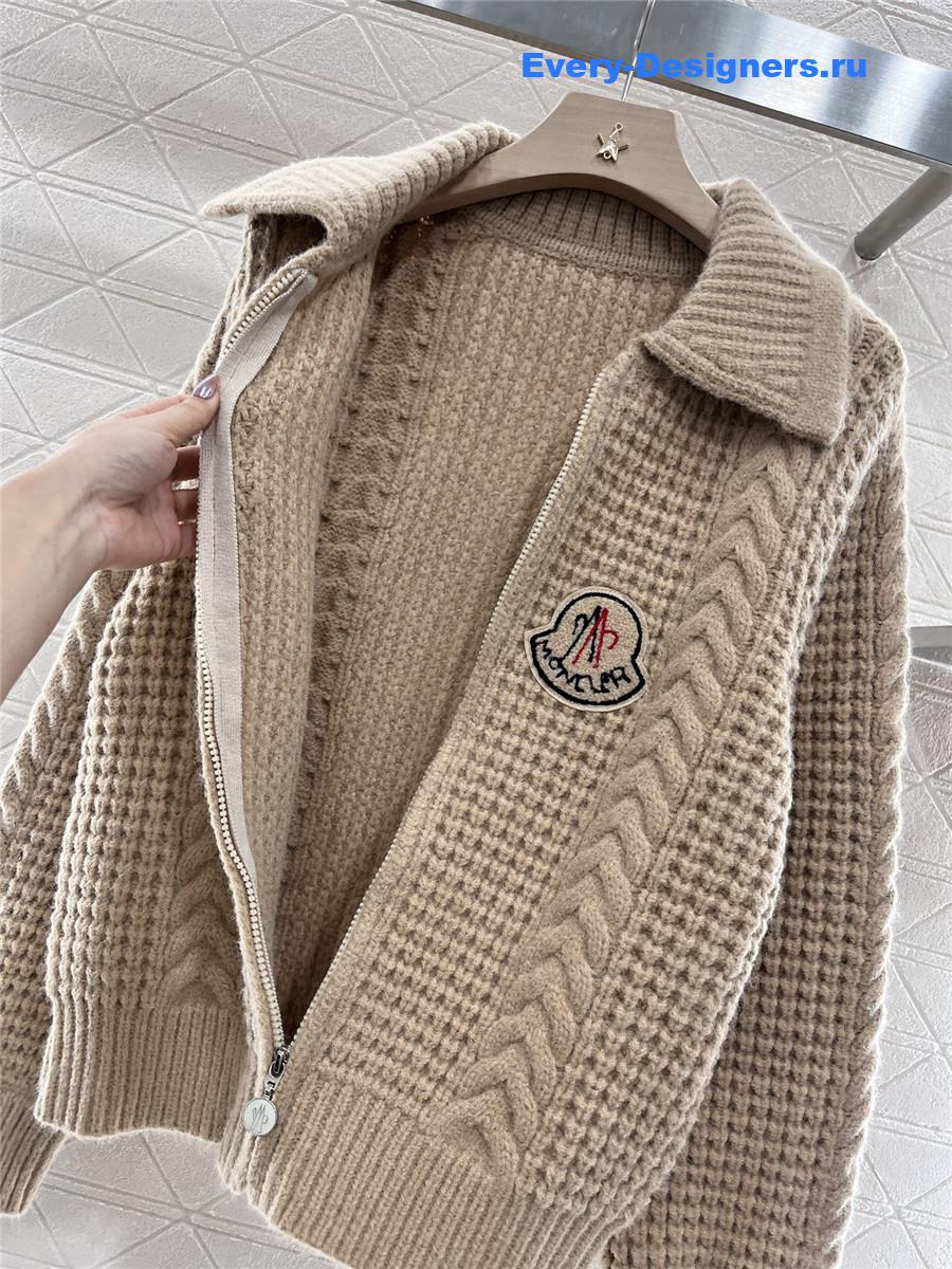 Moncler Plain Knit Zipper Cardigan