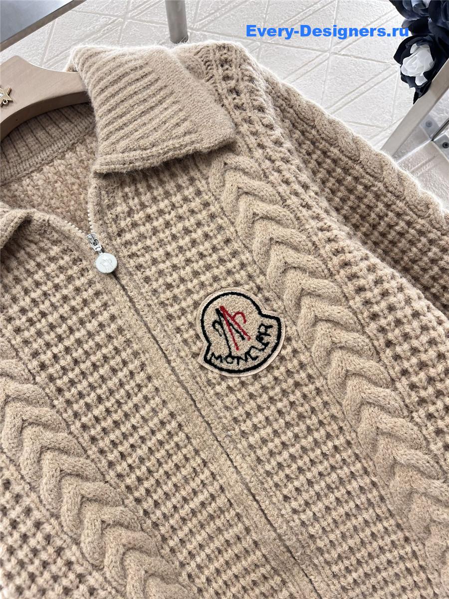 Moncler Plain Knit Zipper Cardigan