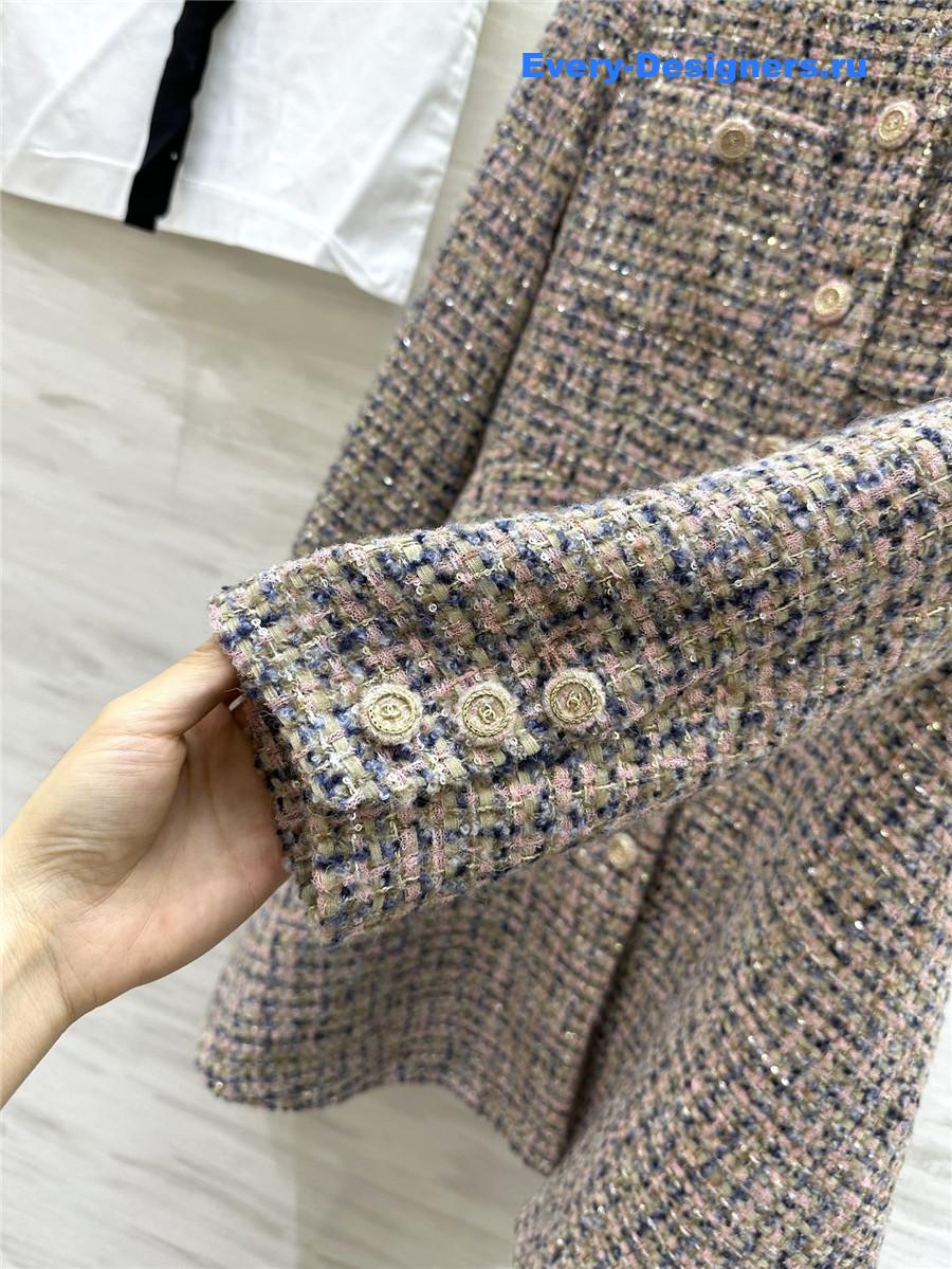 Ch**el soft tweed long sleeve dress