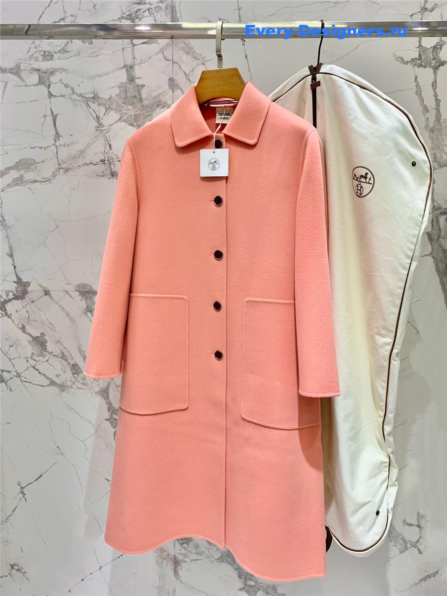 H**me5 pink cashmere coat with belt