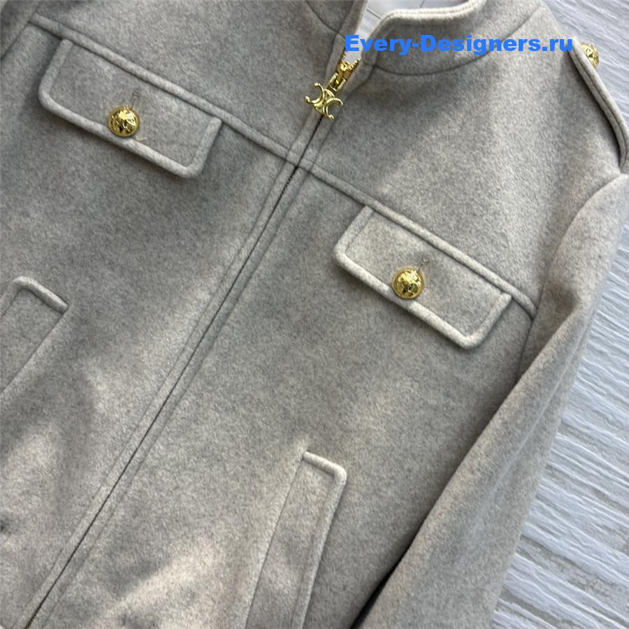 Ce1i*e stand collar woolen jacket