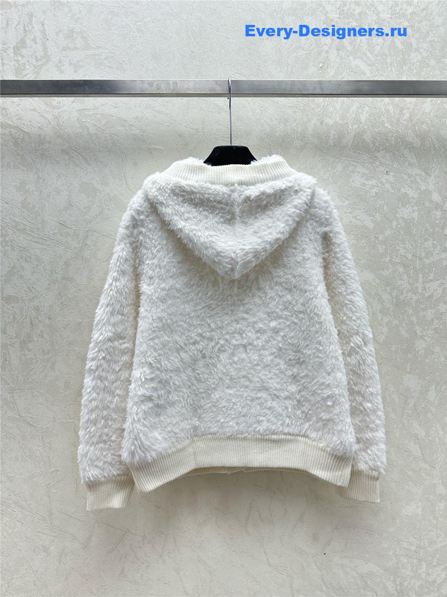 BC Plush Wool Hooded Cardigan White