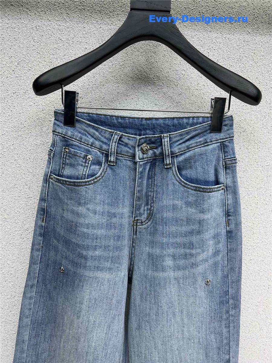 Ch**el denim straight wide leg pants