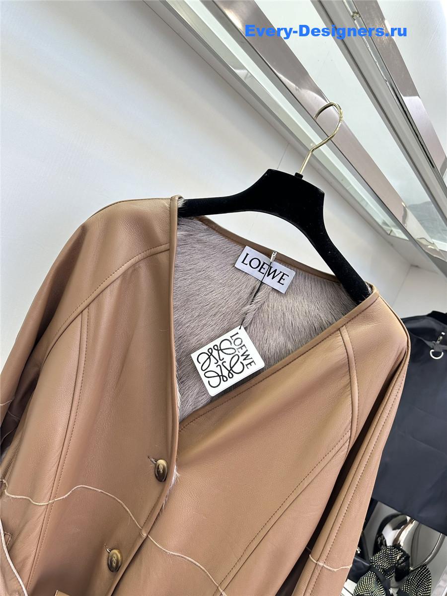 L0ew* mid-length sheepskin coat