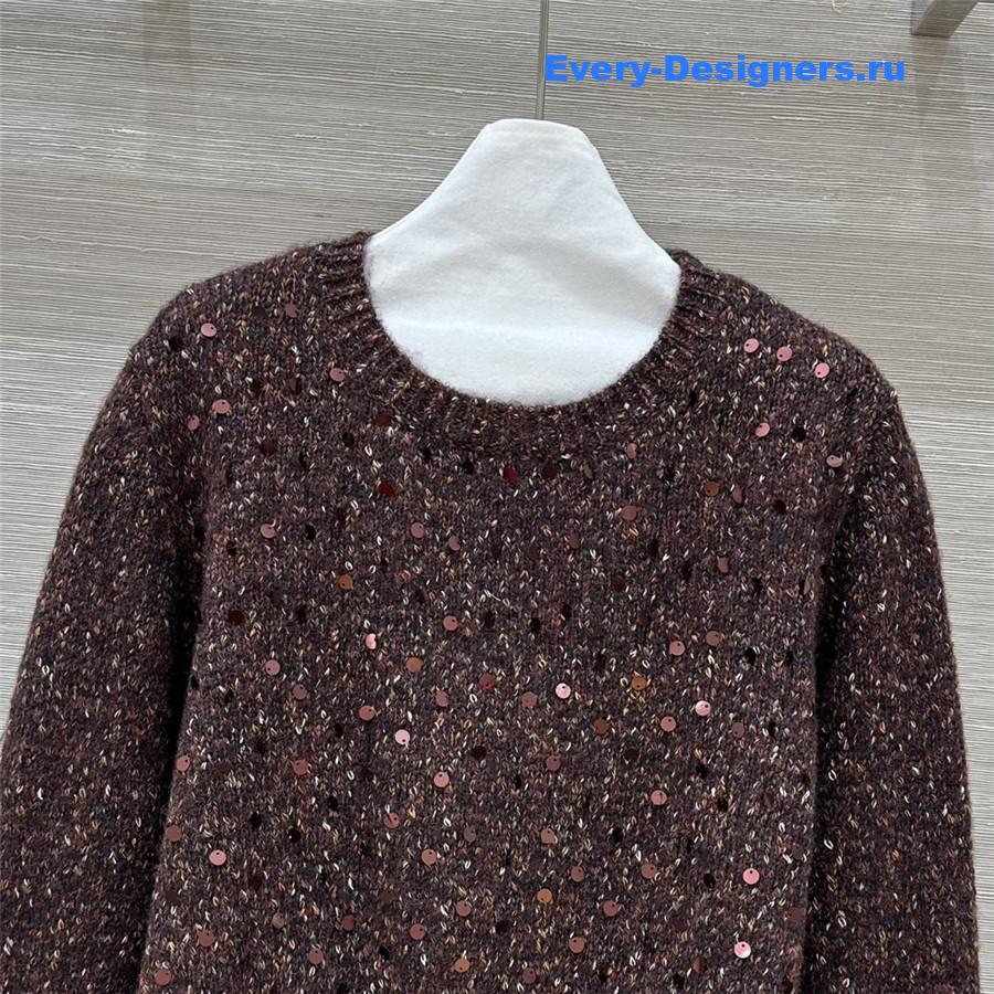 Gvc*1 sequins crewneck sweater brown