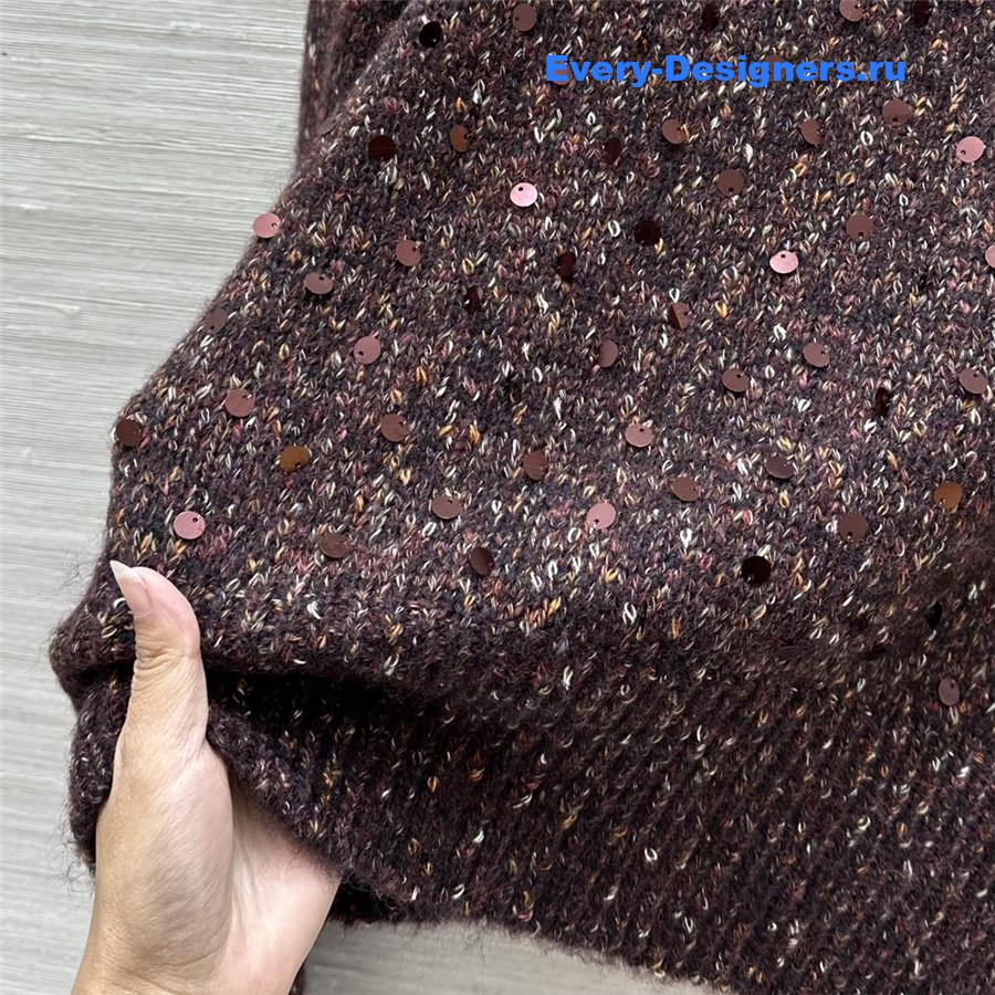 Gvc*1 sequins crewneck sweater brown