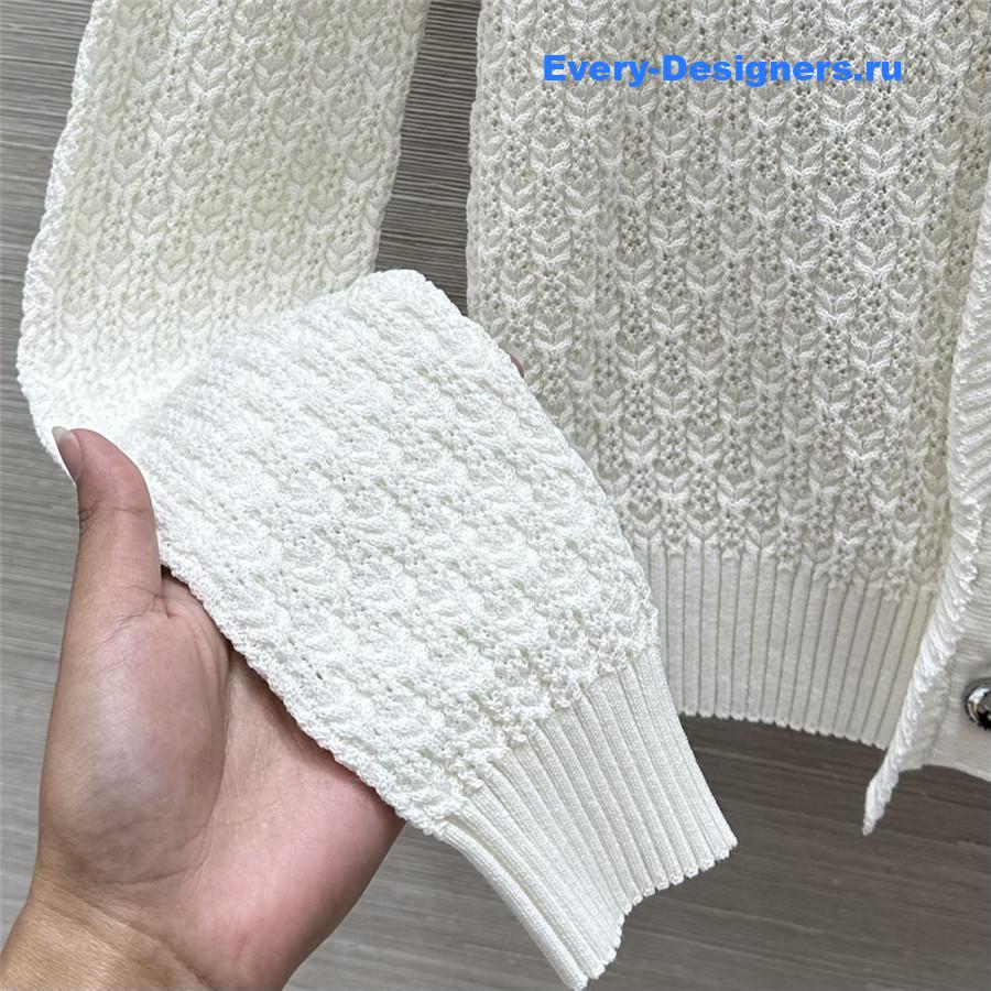 Ch**el lace trim knitted cardigan white
