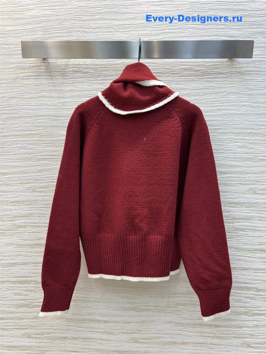 Ce1i*e burgundy scarf-neck knit sweater