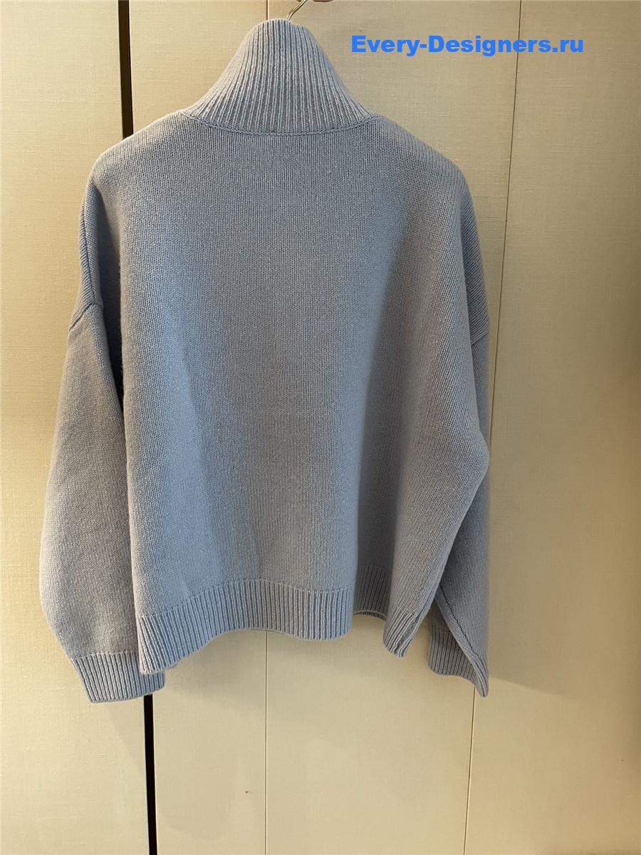 Ch**el patch turtleneck rib pullover grey