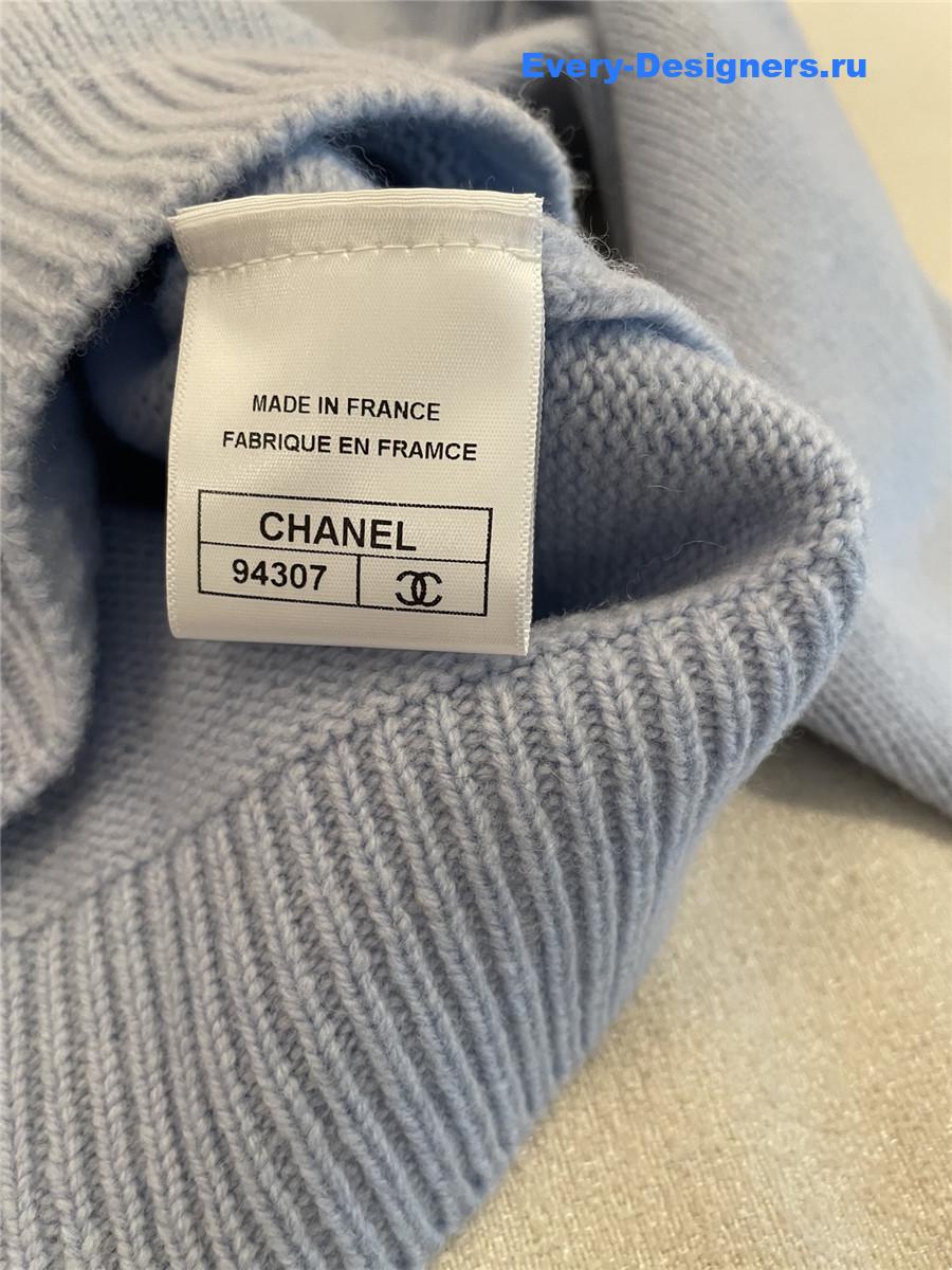 Ch**el patch turtleneck rib pullover grey
