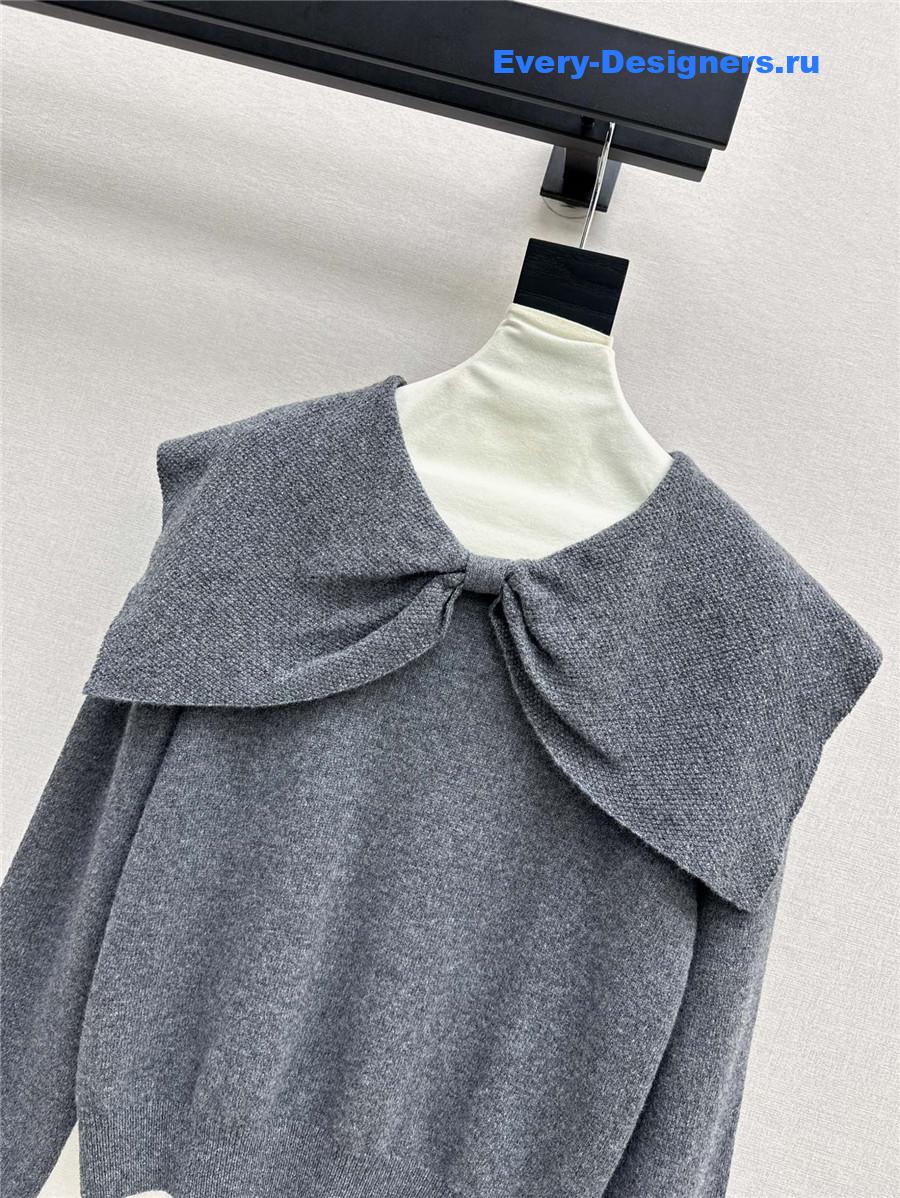 D10r crop bow collar knit sweater grey