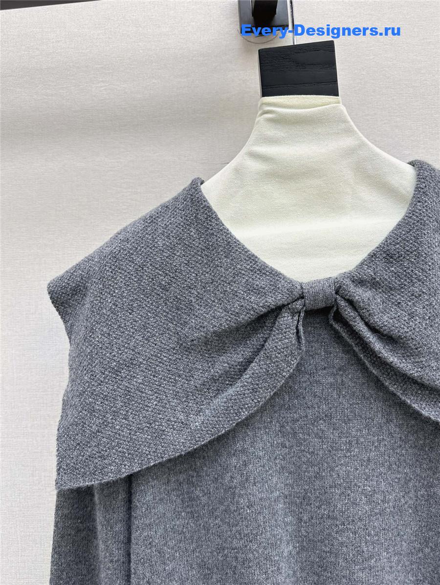 D10r crop bow collar knit sweater grey