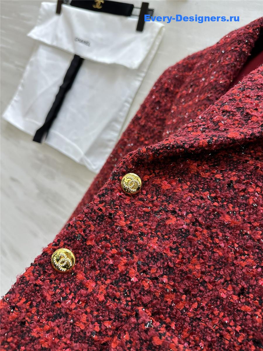 Ch**el red short lapel jacket