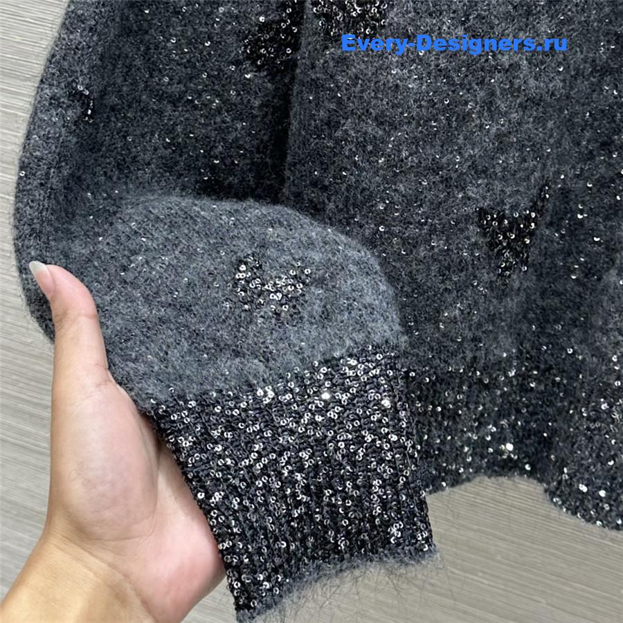 BC Jacquard Embellished Mohair Sweater in Grey