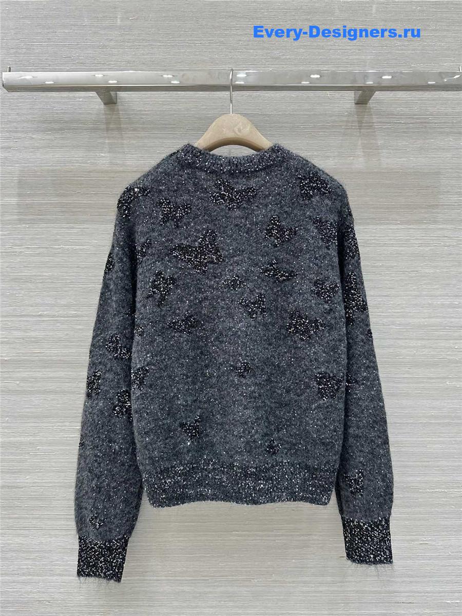 BC Jacquard Embellished Mohair Sweater in Grey