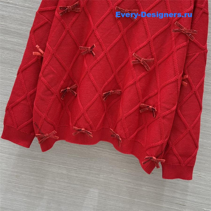 Va1e*ntin0 bow-embellished red cashmere sweater