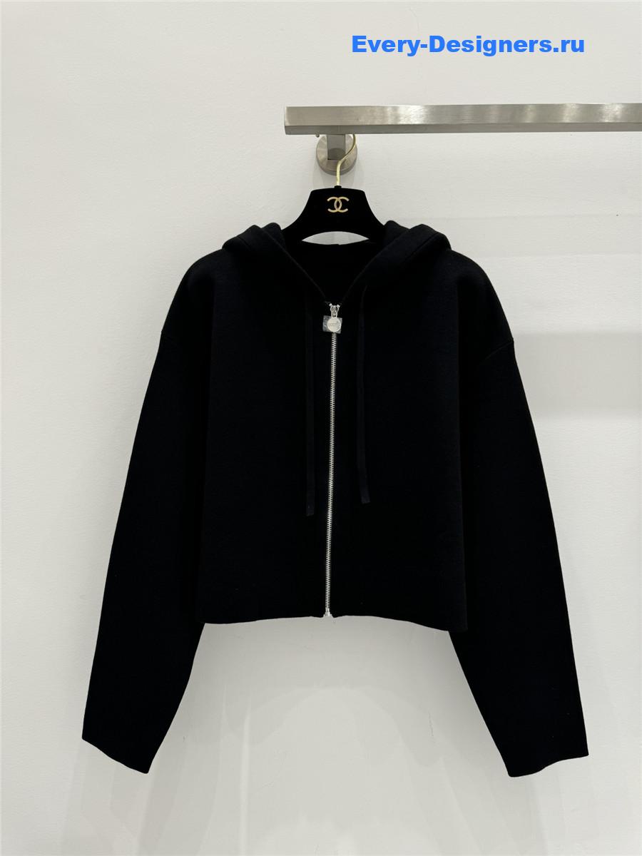 L0ew* embossed logo hooded cardigan