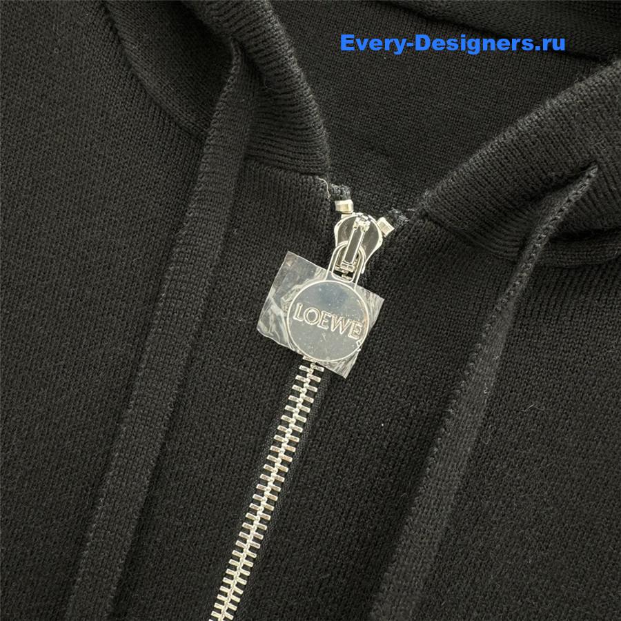 L0ew* embossed logo hooded cardigan