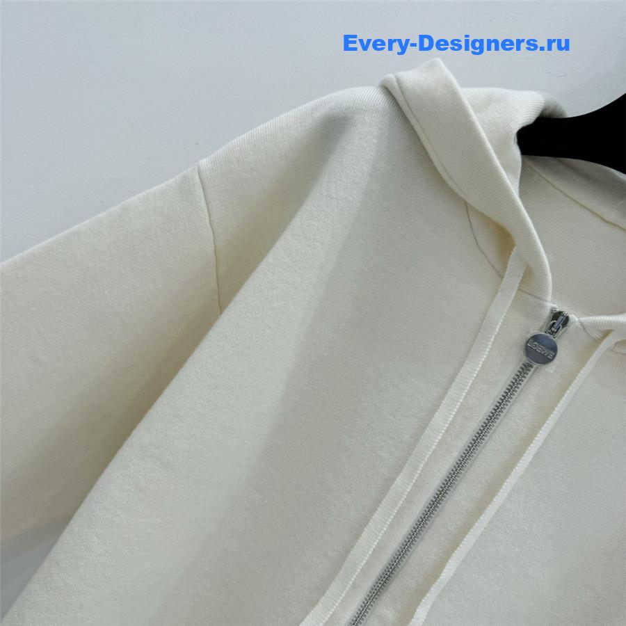 L0ew* embossed logo hooded cardigan