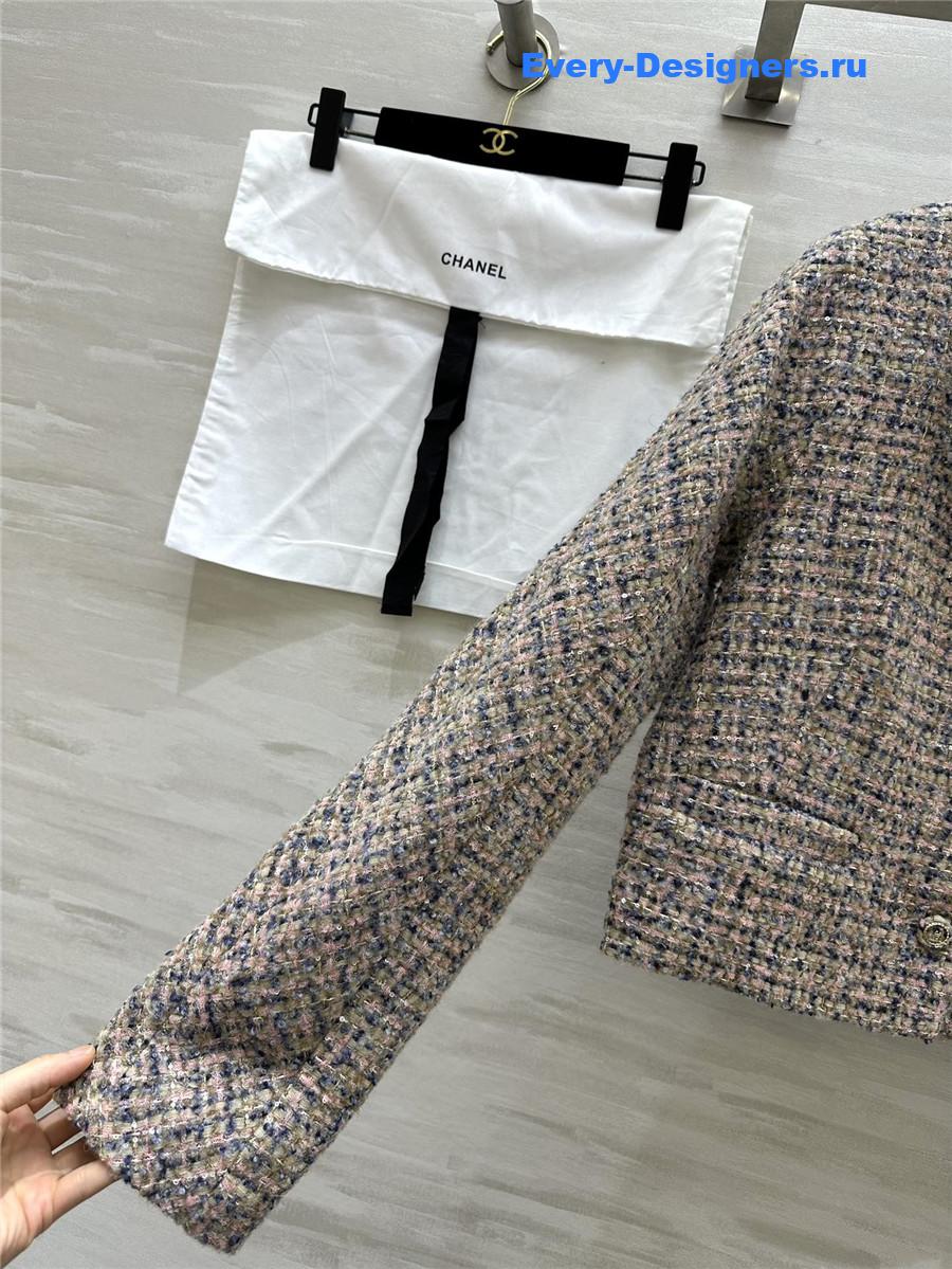 Ch**el wool braided soft tweed coat