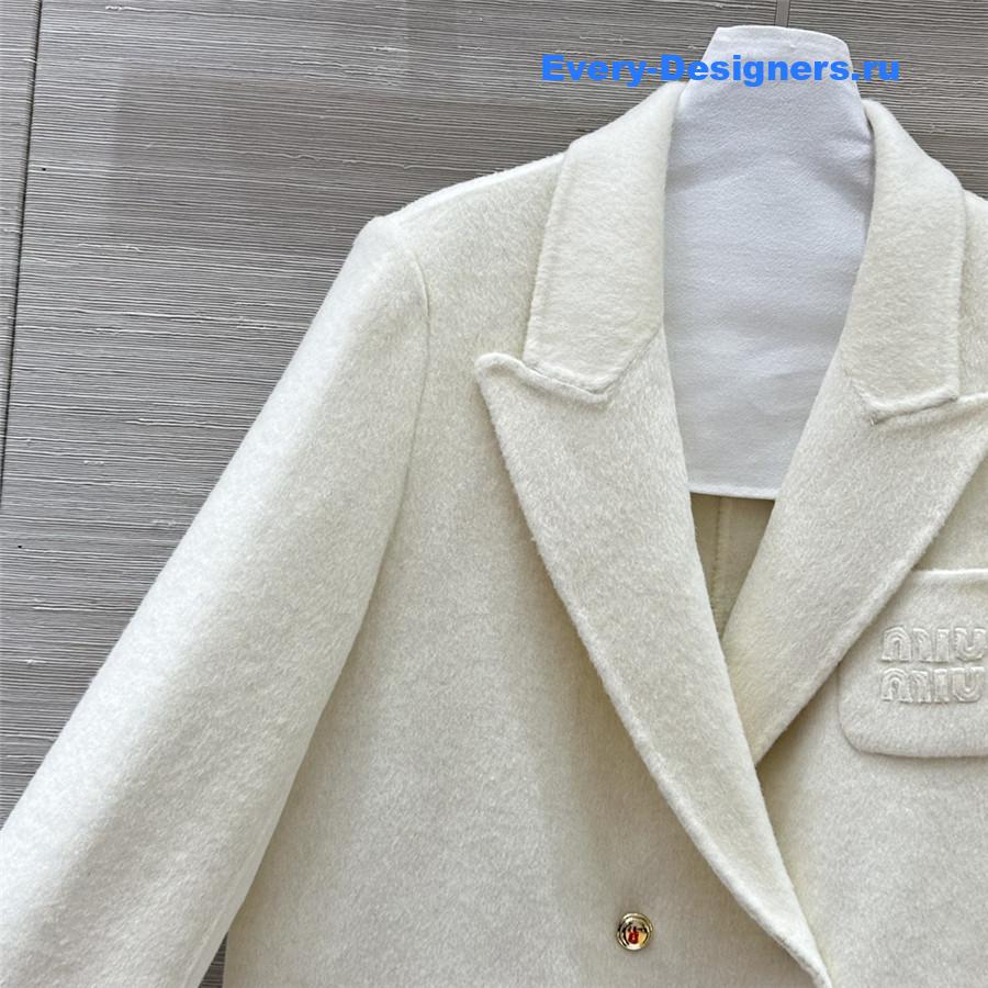 Miu Miu White Double-Breasted Wool Blazer