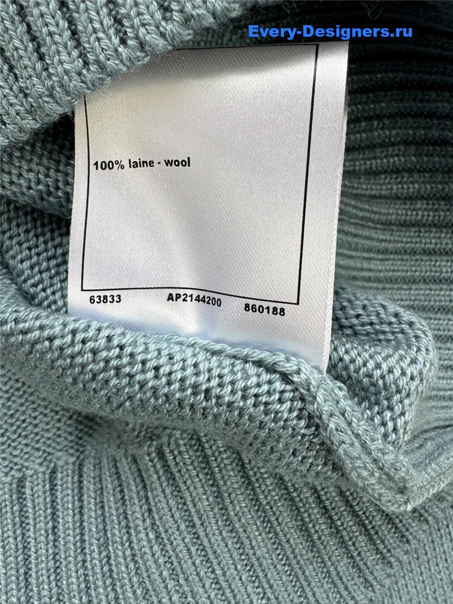 Ch**el logo crewneck rib-knit sweater turquoise