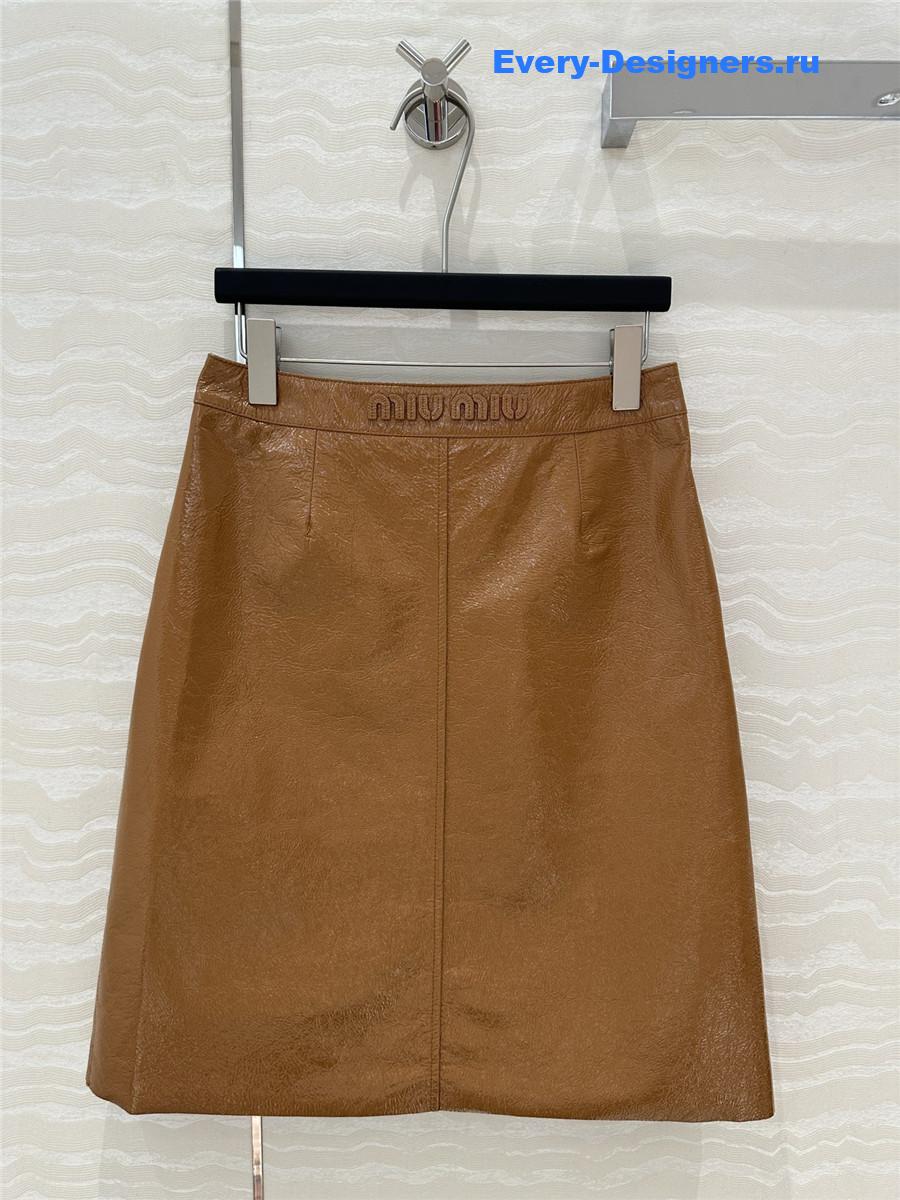 M1um1u patent leather midi skirt