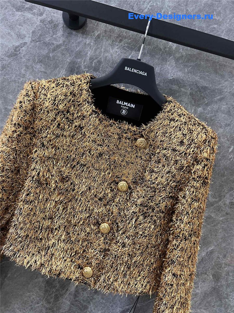 Balmain Gold Button Short Jacket
