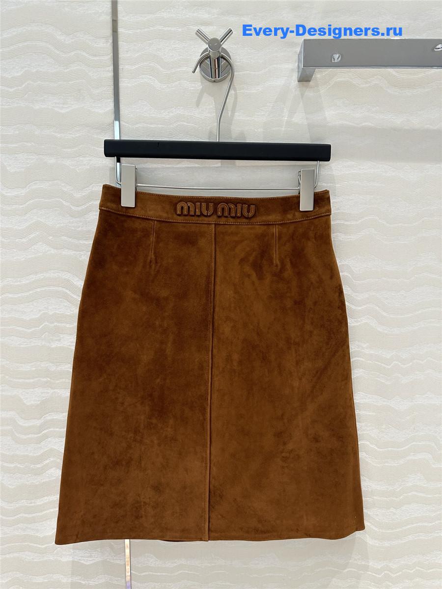 M1um1u suede midi skirt