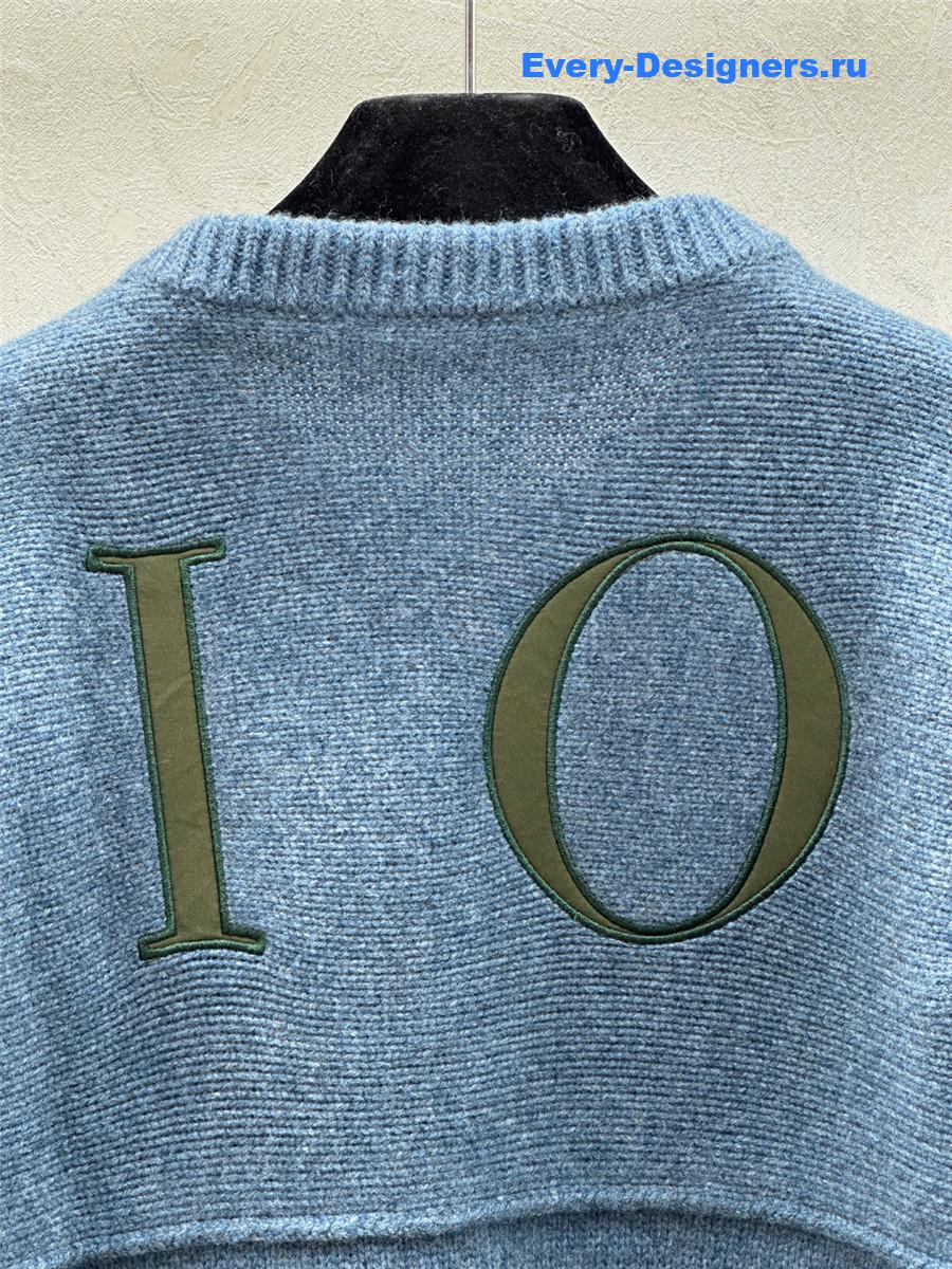 D10r oversize crewneck zip-up cardigan in blue