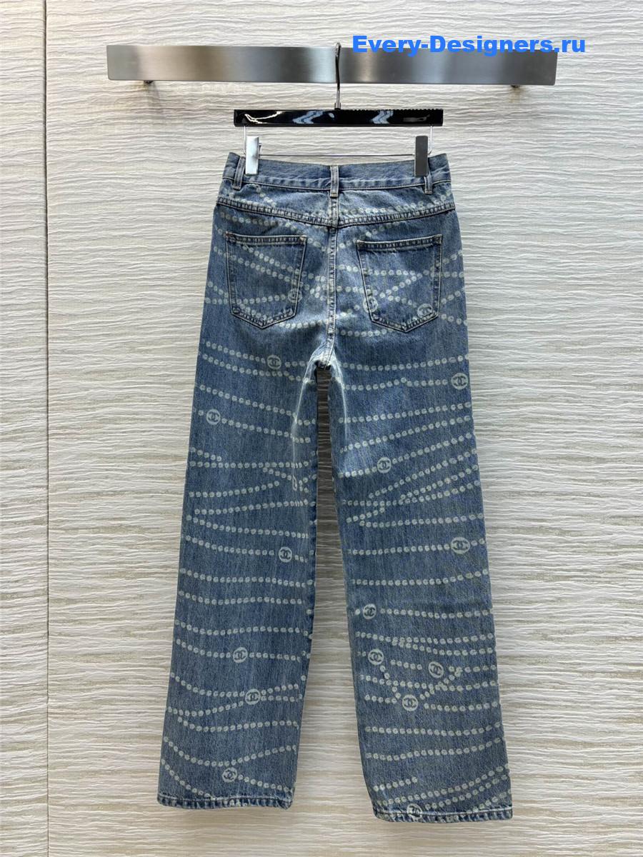 Ch**el logo straight jeans