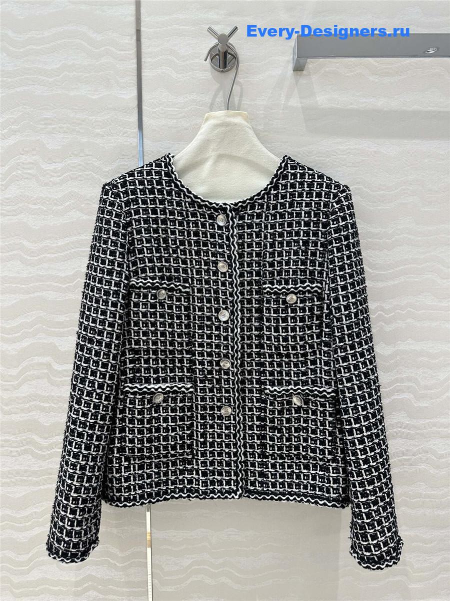 Ch**el coco check soft tweed jacket