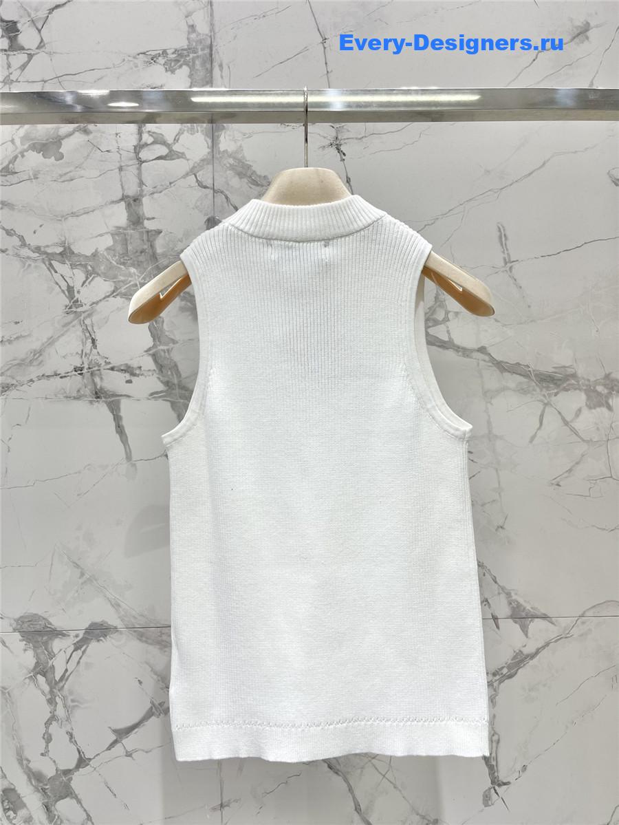 Miu Miu Sleeveless Embroidered Logo Vest