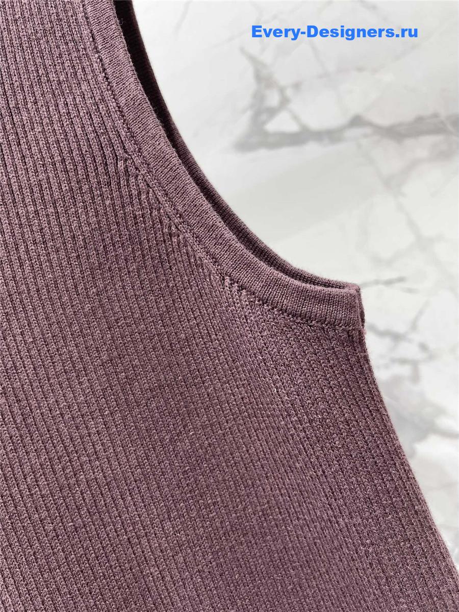 Miu Miu Brown Sleeveless Logo Knitted Vest