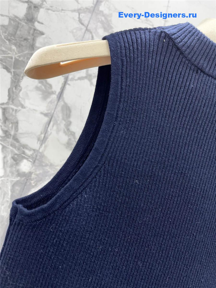 Miu Miu Blue Sleeveless Logo Knitted Vest
