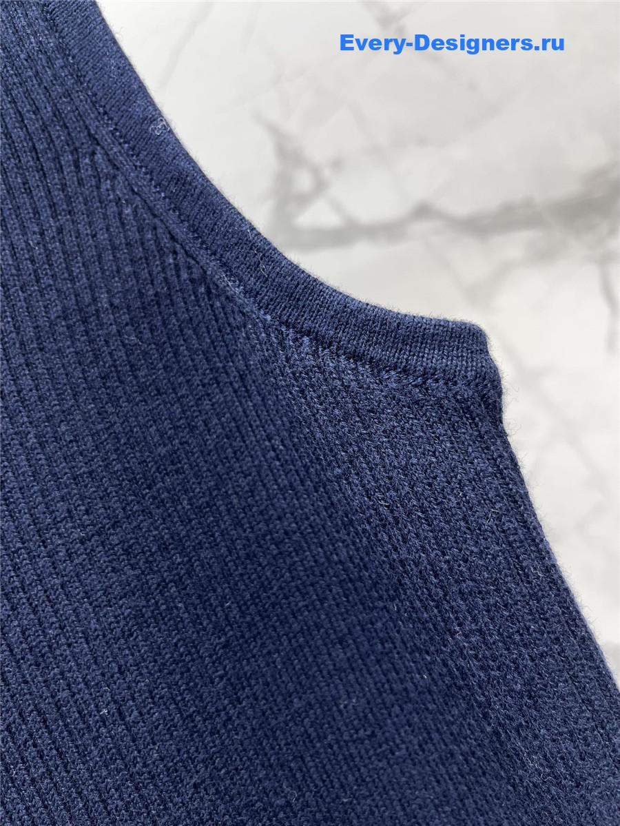 Miu Miu Blue Sleeveless Logo Knitted Vest
