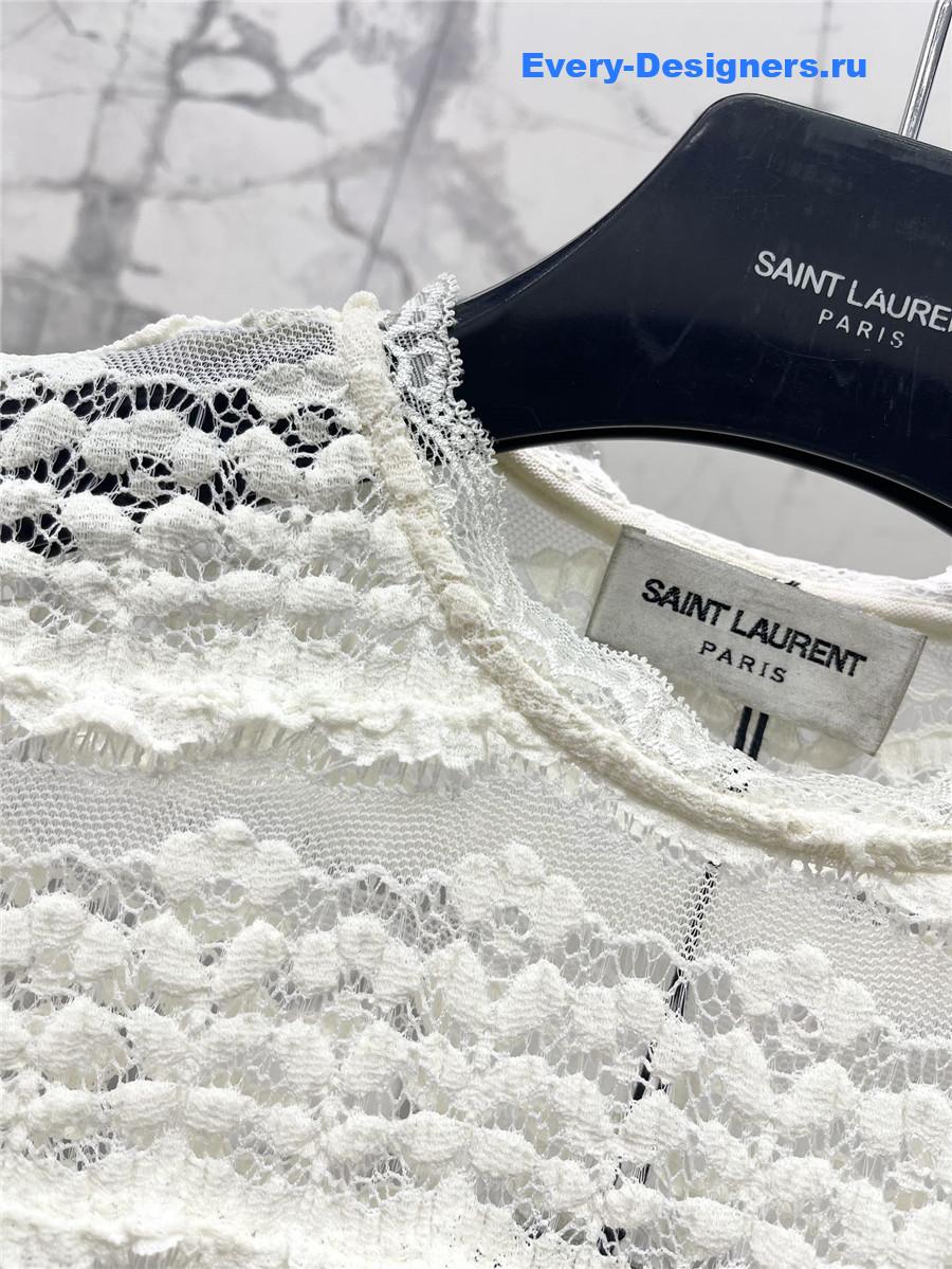 Sa1nt Lau*nt lace long sleeve shirt in white