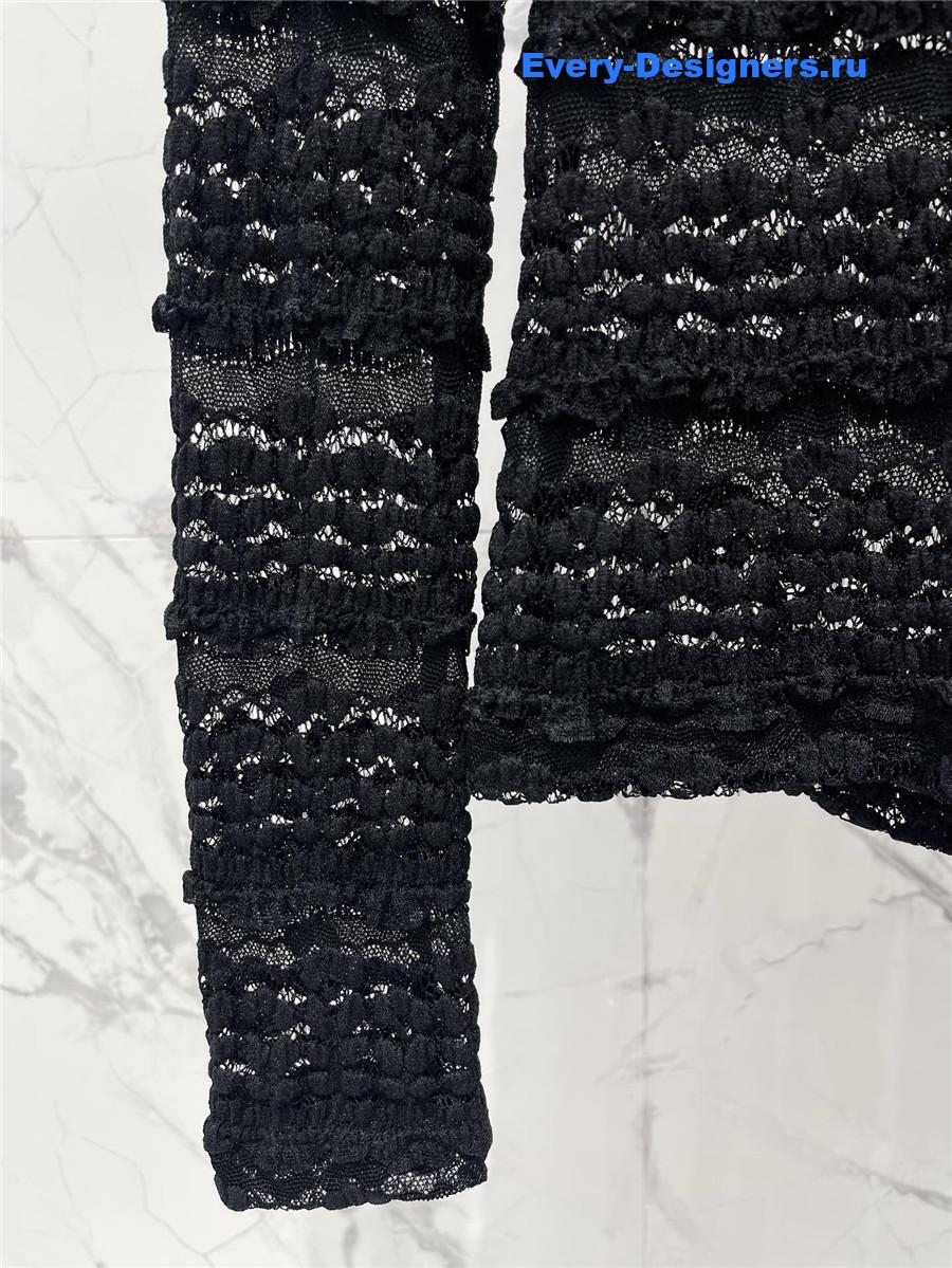 Sa1nt Lau*nt lace long sleeve shirt in black