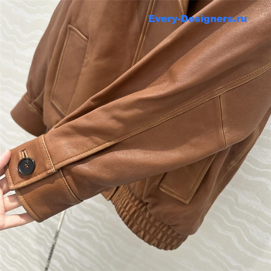 Miu Miu Brown Nappa Leather Jacket