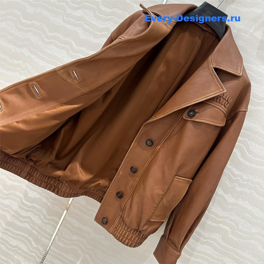 Miu Miu Brown Nappa Leather Jacket