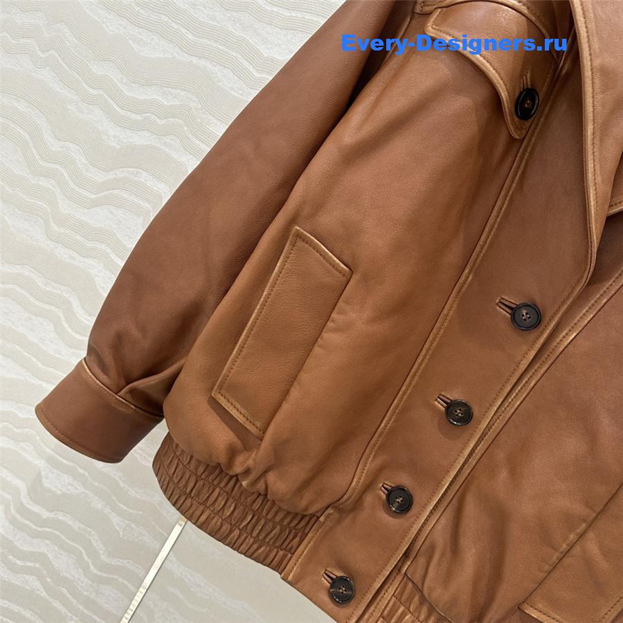 Miu Miu Brown Nappa Leather Jacket