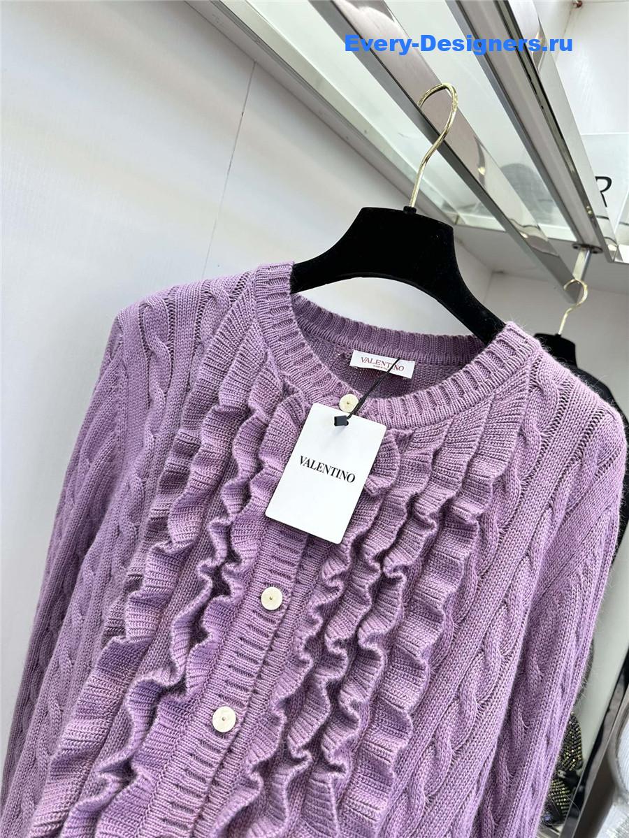 Va1e*ntin0 garavani ruffled wool cardigan