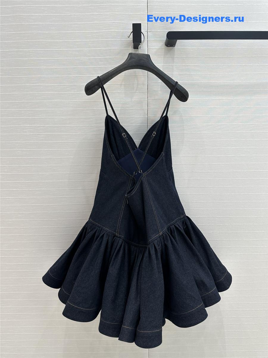 Zimm Crush Gathered Denim Mini Dress